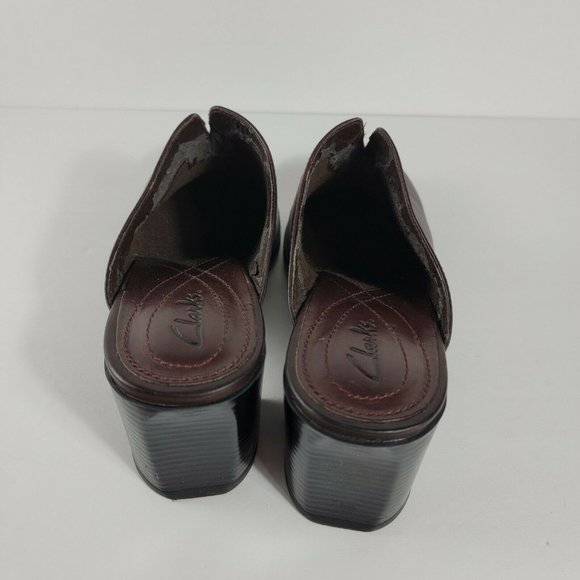 CLARKS ALL LEATHER BROWN SLIP ON MULE CLOG WOMEN'S SIZE 7M - Picture 5 of 6